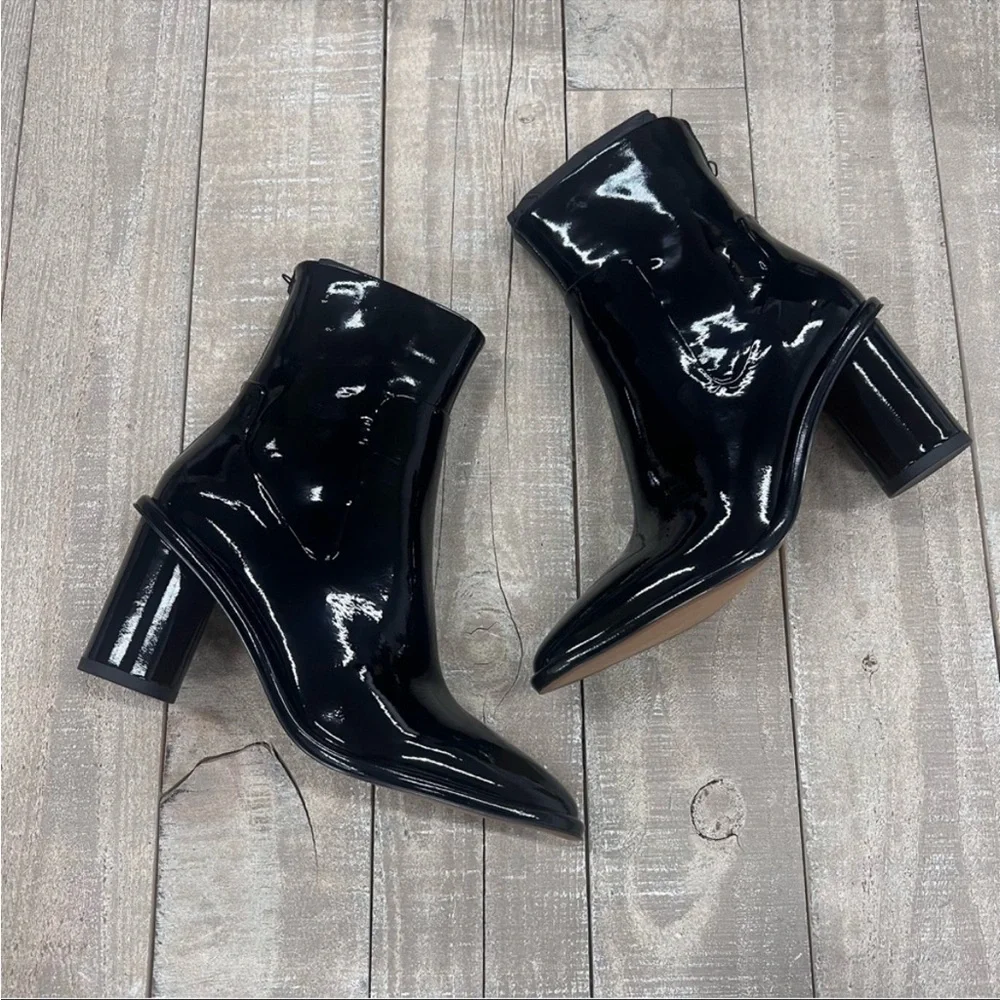 Rag & Bone Wiley Leather High Ankle Boots Black Patent size 6.5 - Picture 2 of 5